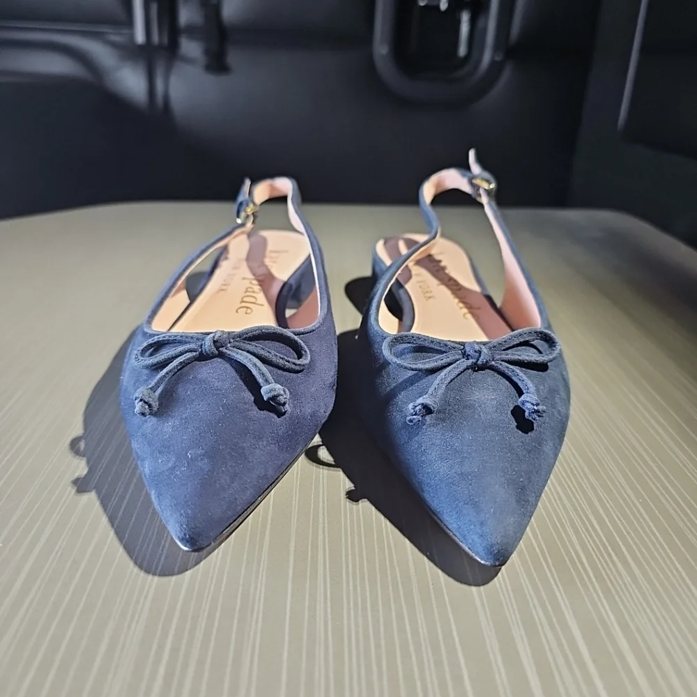 Kate Spade Veronica Suede Navy Flats In Size 6B Excellent Pre-Owned Condition‎
